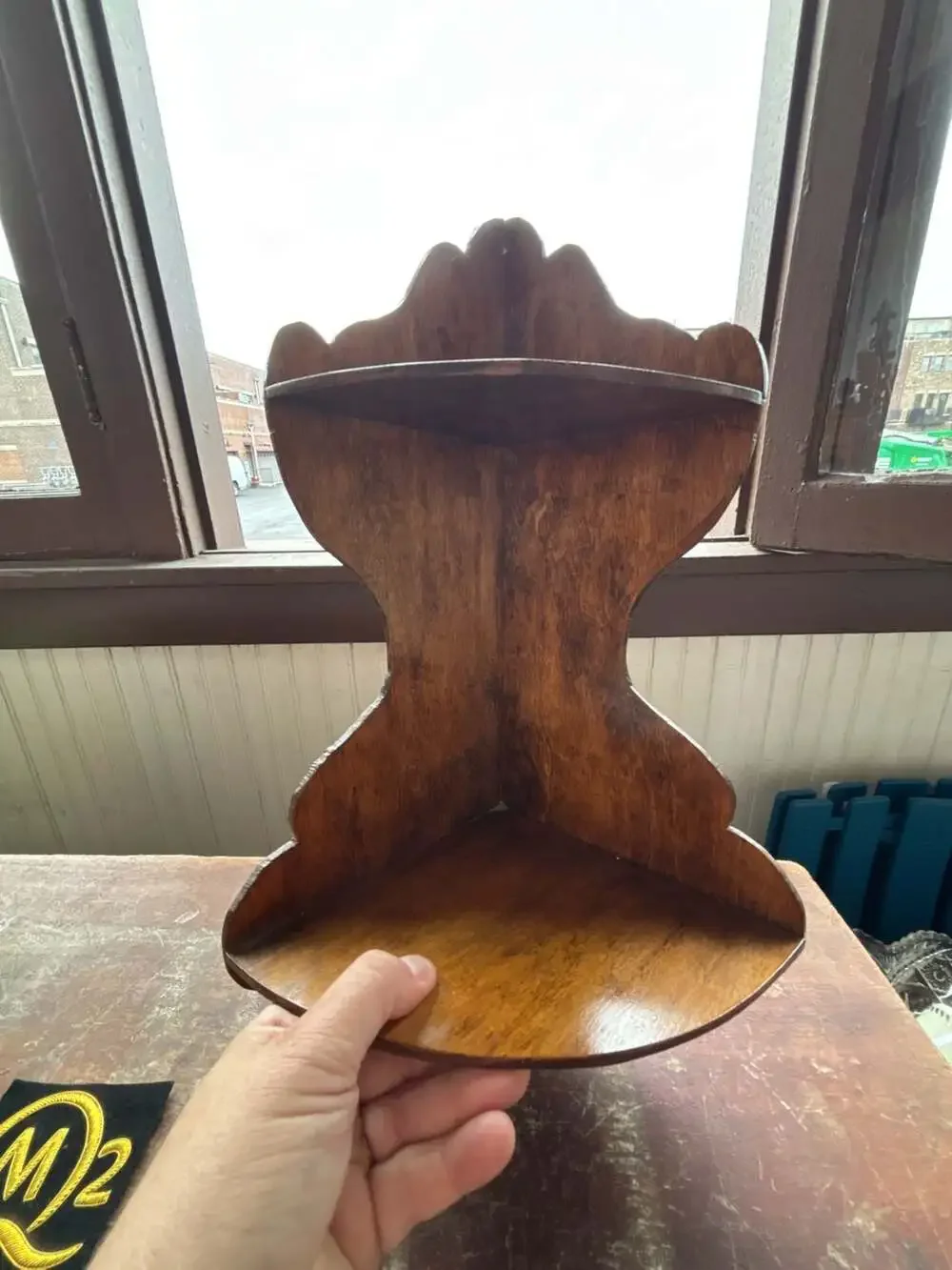 Vintage Wooden Corner Wall Shelf Display Unit